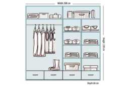 High Gloss Sliding Mirror Door Bedroom Wardrobe - Storage Drawers, Rails, Modern Finish, 3 Sizes & Colours - thumbnail 4