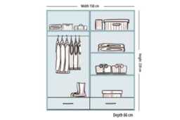 High Gloss Sliding Mirror Door Bedroom Wardrobe - Storage Drawers, Rails, Modern Finish, 3 Sizes & Colours - thumbnail 2