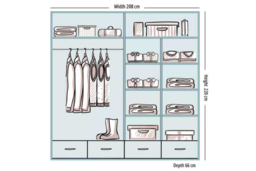 High Gloss Sliding Mirror Door Bedroom Wardrobe - Storage Drawers, Rails, Modern Finish, 3 Sizes & Colours - thumbnail 8