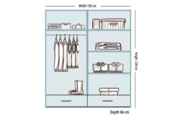 High Gloss Sliding Mirror Door Bedroom Wardrobe - Storage Drawers, Rails, Modern Finish, 3 Sizes & Colours - thumbnail 6