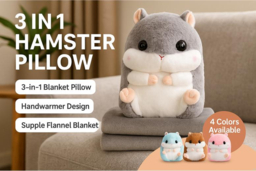 3-in-1 Plush Hamster Cushion Blanket - Premium Soft Throw, Hand Warmer & Pillow (28x35cm/100x170cm) - 5 Colours - thumbnail 6