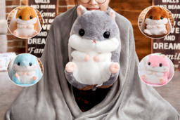 3-in-1 Plush Hamster Cushion Blanket - Premium Soft Throw, Hand Warmer & Pillow (28x35cm/100x170cm) - 5 Colours - thumbnail 4