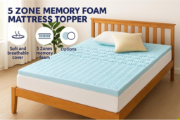 5-Zone Memory Foam Mattress Topper - Hotel Quality, Airflow Design, Multiple Sizes, Optional Cover - thumbnail 6
