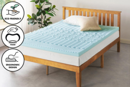 5-Zone Memory Foam Mattress Topper - Hotel Quality, Airflow Design, Multiple Sizes, Optional Cover - thumbnail 4