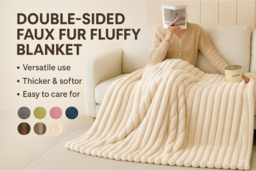 PRICE DROP! Double-Sided Faux Fur Fluffy Blanket - Ultra-Soft, Machine Washable Throw, 4 Sizes, 8 Colours - thumbnail 6