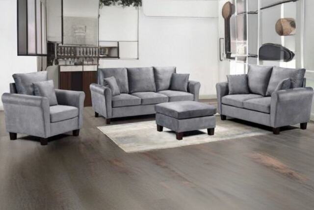 PRICE DROP! Tivella Modern Velvet Sofa Set - 3-Seater, 2-Seater & Chair - Plush Velvet, Compact Design, Contemporary Living Room Sofa - image 1