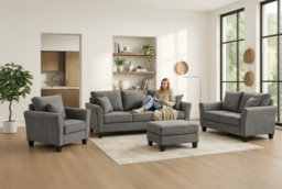 PRICE DROP! Tivella Modern Velvet Sofa Set - 3-Seater, 2-Seater & Chair - Plush Velvet, Compact Design, Contemporary Living Room Sofa