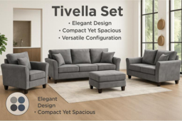 PRICE DROP! Tivella Modern Velvet Sofa Set - 3-Seater, 2-Seater & Chair - Plush Velvet, Compact Design, Contemporary Living Room Sofa - thumbnail 6