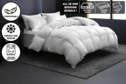 PRICE DROP! Indulgent Goose Feather Duvet, Memory Foam Topper & Pillow Bundle Set - thumbnail 2
