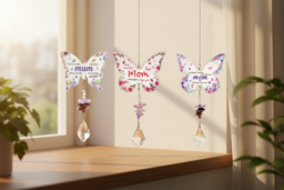 3Pcs Acrylic Butterfly Suncatcher Window Hanging - Colourful Crystal Wall Art, Home Decor Gift, 9x7cm - thumbnail 6