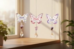 3Pcs Acrylic Butterfly Suncatcher Window Hanging - Colourful Crystal Wall Art, Home Decor Gift, 9x7cm - thumbnail 2