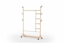 Bamboo Clothes Rack with Bottom Shelf Shoe Clothing Organiser