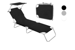 Folding Recliner Sun Lounger Chair with Adjustable Sunshade - 3 Colours - thumbnail 3