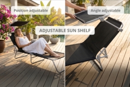 Folding Recliner Sun Lounger Chair with Adjustable Sunshade - 3 Colours - thumbnail 4