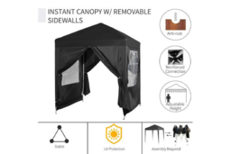 Outsunny Pop Up Gazebo Canopy - Weather-Resistant Steel, 2x2m, Removable Walls, Portable Garden Shelter - thumbnail 8
