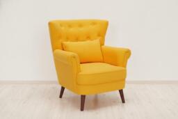 Vintage Yellow Armchair with Lumbar Cushion - thumbnail 4