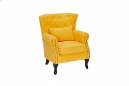 Vintage Yellow Armchair with Lumbar Cushion