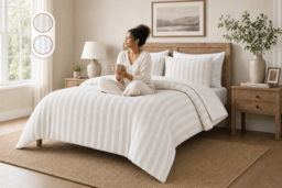 Woven Waffle Duvet Cover Set with Pillowcase - thumbnail 2