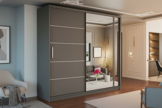 Contemporary MDF Sliding Door Wardrobe - Space-Saving Storage, Adjustable Shelves, Multiple Sizes & Colours - image 1