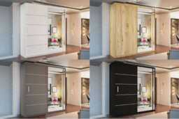 Contemporary MDF Sliding Door Wardrobe - Space-Saving Storage, Adjustable Shelves, Multiple Sizes & Colours - thumbnail 3
