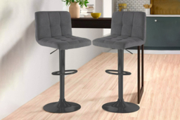 2 PU Leather or Fabric Cuban Bar Stools - Chrome/Black Leg - thumbnail 7
