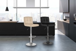 2 PU Leather or Fabric Cuban Bar Stools - Chrome/Black Leg - thumbnail 2