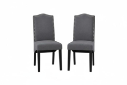 Set of 2 Grey Velvet High-Back Dinning Chair - thumbnail 5
