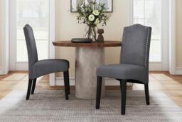 Set of 2 Grey Velvet High-Back Dinning Chair - thumbnail 2