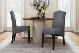 Set of 2 Grey Velvet High-Back Dinning Chair - thumbnail 6