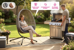Luxury Folding Rattan Egg Swing Chair with Cushion & Weather Protection - thumbnail 6