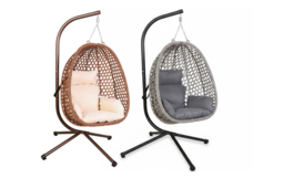 Luxury Folding Rattan Egg Swing Chair with Cushion & Weather Protection - thumbnail 7