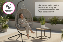 Luxury Folding Rattan Egg Swing Chair with Cushion & Weather Protection - thumbnail 4