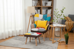 Wingback Armchair Set with Footstool and Lumbar Pillow for Comfort - thumbnail 6