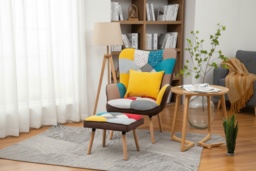 Wingback Armchair Set with Footstool and Lumbar Pillow for Comfort - thumbnail 2