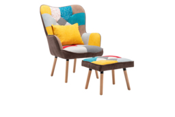 Wingback Armchair Set with Footstool and Lumbar Pillow for Comfort - thumbnail 1