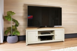 Modern Cream TV Cabinet - 2-Door Storage, Contemporary Bedroom Furniture, Durable Finish - thumbnail 1