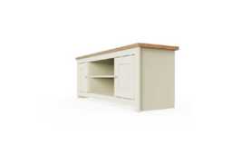 Modern Cream TV Cabinet - 2-Door Storage, Contemporary Bedroom Furniture, Durable Finish - thumbnail 4