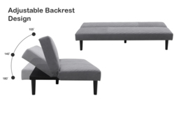 Neutral Grey Upholstered 3-Seater Sofa Bed - thumbnail 3
