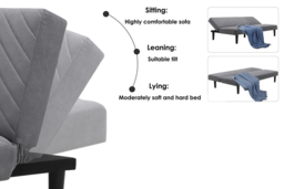 Neutral Grey Upholstered 3-Seater Sofa Bed - thumbnail 4