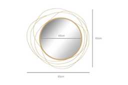 PRICE DROP! Abstract Gold Metal Wall Mirror - Modern Round Glass, Durable Frame, Statement Wall Decor - thumbnail 3