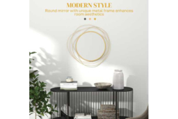 PRICE DROP! Abstract Gold Metal Wall Mirror - Modern Round Glass, Durable Frame, Statement Wall Decor - thumbnail 8