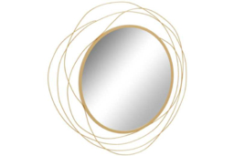 PRICE DROP! Abstract Gold Metal Wall Mirror - Modern Round Glass, Durable Frame, Statement Wall Decor - thumbnail 5