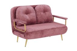 Modern Boucle Fabric 2-Seater Foldable Sofa Bed with Pillows - Space-Saving Guest Bed - thumbnail 5