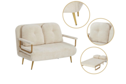 Modern Boucle Fabric 2-Seater Foldable Sofa Bed with Pillows - Space-Saving Guest Bed - thumbnail 8