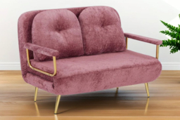 Modern Boucle Fabric 2-Seater Foldable Sofa Bed with Pillows - Space-Saving Guest Bed - thumbnail 7