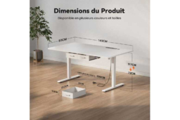 EcoFurnix Electric Sit-Stand Living Room Desk, White & Walnut, Height Adjustable, Storage, 140x80cm, Contemporary - thumbnail 7