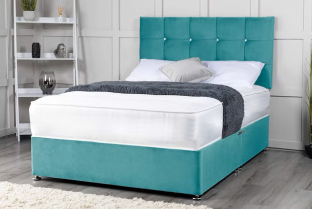 Divan Bed with Memory Sprung Mattress, Storage Drawers & Plush Headboard - image 1