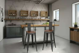 Set of 2 Industrial Metal Bar Stools with Ergonomic Backrest & Footrest - thumbnail 8