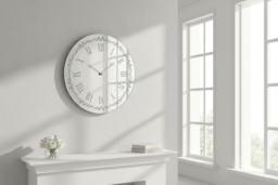 Flowery Silver Glitter Mirrored Glass Wall Clock - 35cm Decorative Roman Numeral Wall Art - thumbnail 8
