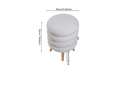 Teddy Fleece Upholstered Footstool with Wooden Legs - Sculptural Design for Modern Homes - thumbnail 7